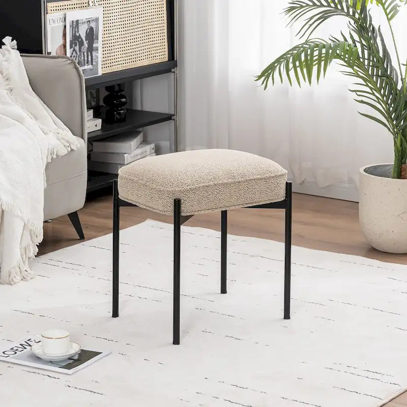 Repose-pieds ottoman rectangulaire en velours capitonné