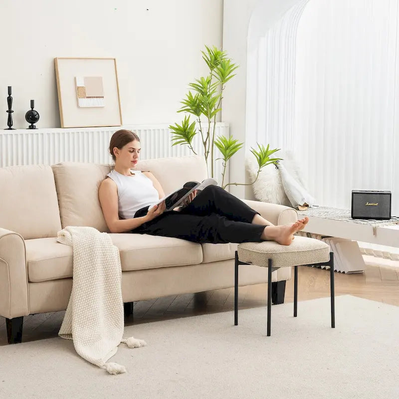 Repose-pieds ottoman rectangulaire en velours capitonné
