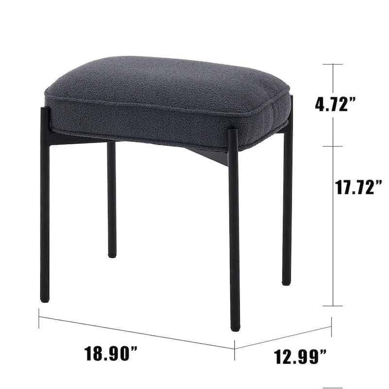 Repose-pieds ottoman rectangulaire en velours capitonné