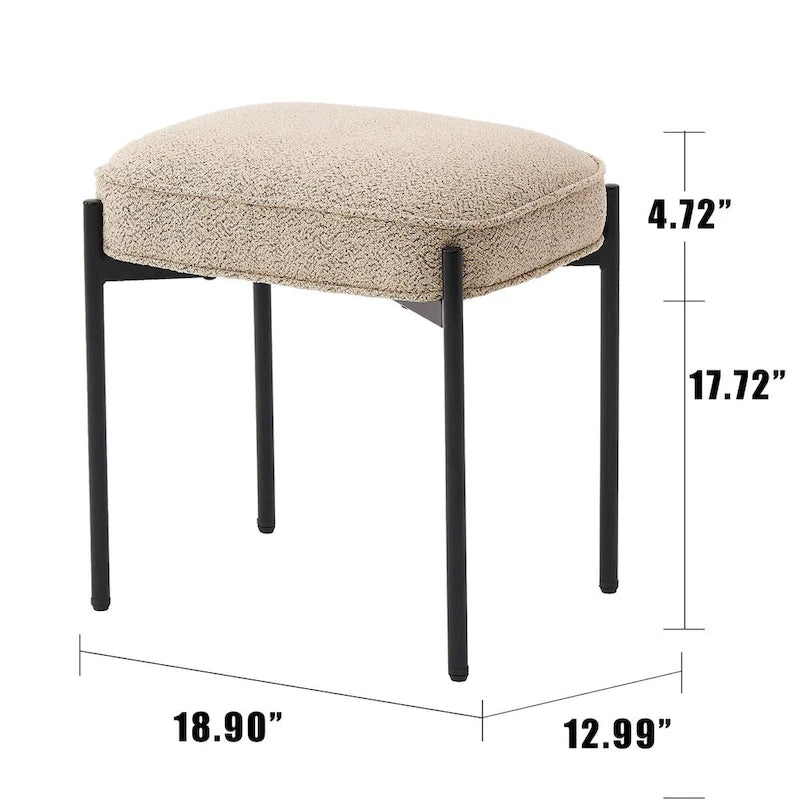 Repose-pieds ottoman rectangulaire en velours capitonné
