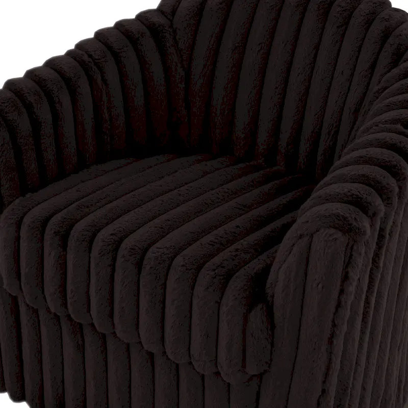Fauteuil tonneau pivotant capitonné à fines rayures