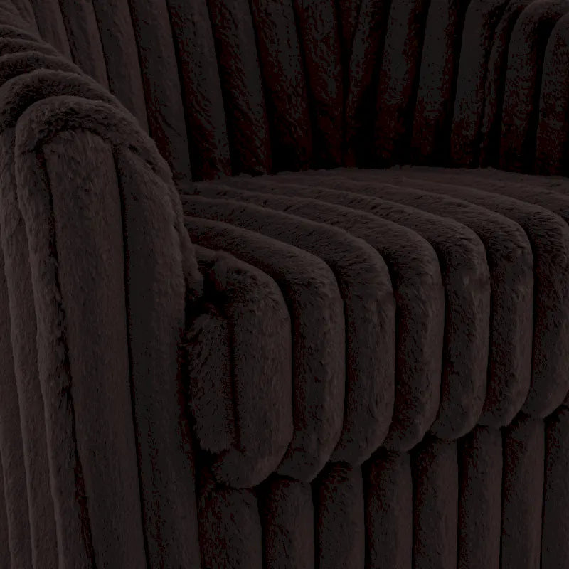 Fauteuil tonneau pivotant capitonné à fines rayures