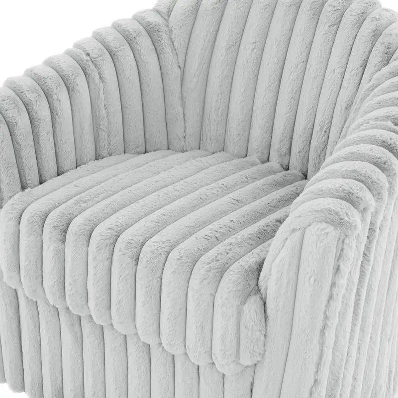 Fauteuil tonneau pivotant capitonné à fines rayures
