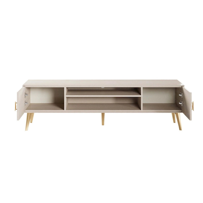 Meuble TV Mid-Century Moderne 180 cm avec Portes à Fermeture Amortie