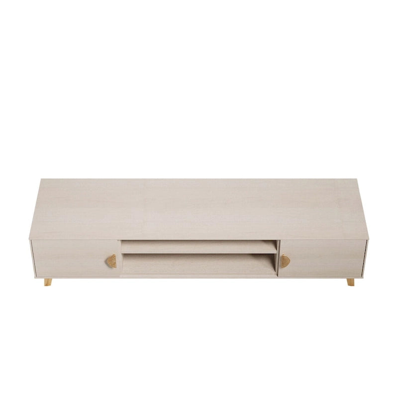Meuble TV Mid-Century Moderne 180 cm avec Portes à Fermeture Amortie