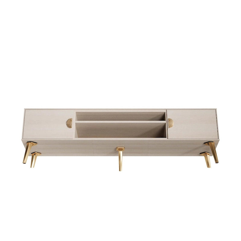 Meuble TV Mid-Century Moderne 180 cm avec Portes à Fermeture Amortie