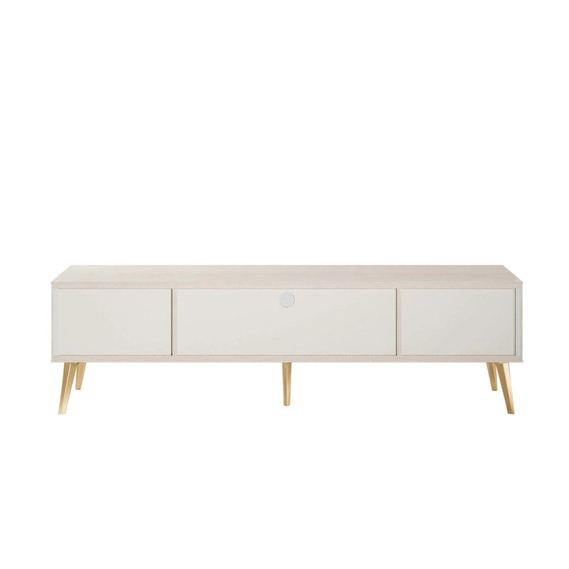 Meuble TV Mid-Century Moderne 180 cm avec Portes à Fermeture Amortie