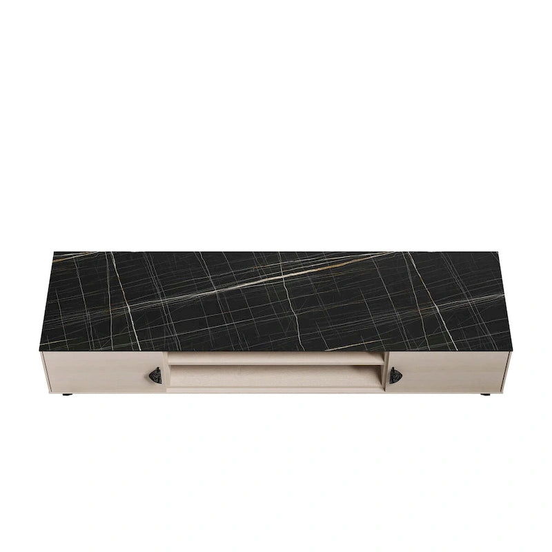 Meuble TV Mid-Century Moderne 180 cm avec Portes à Fermeture Amortie