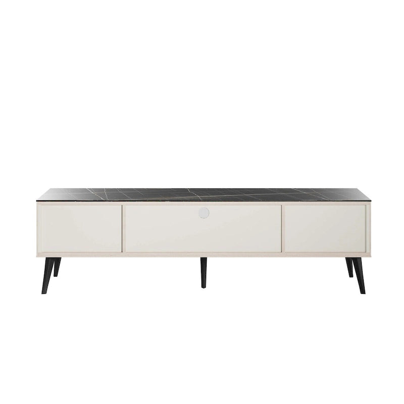 Meuble TV Mid-Century Moderne 180 cm avec Portes à Fermeture Amortie