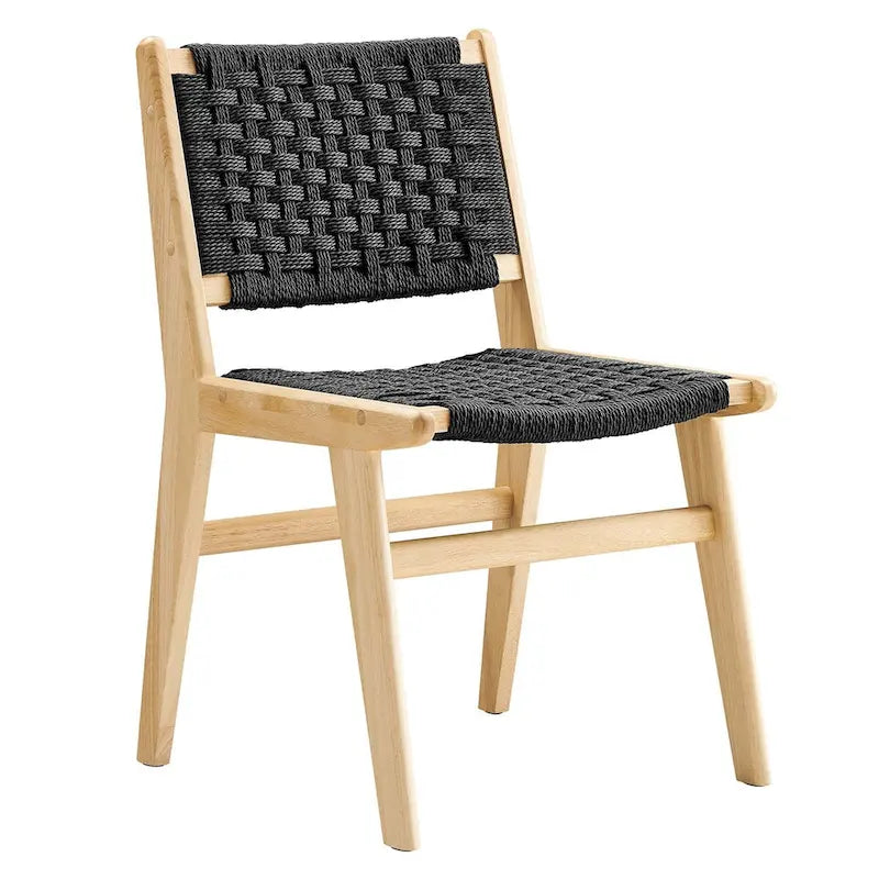 Chaise de salle à manger en bois avec corde tressée