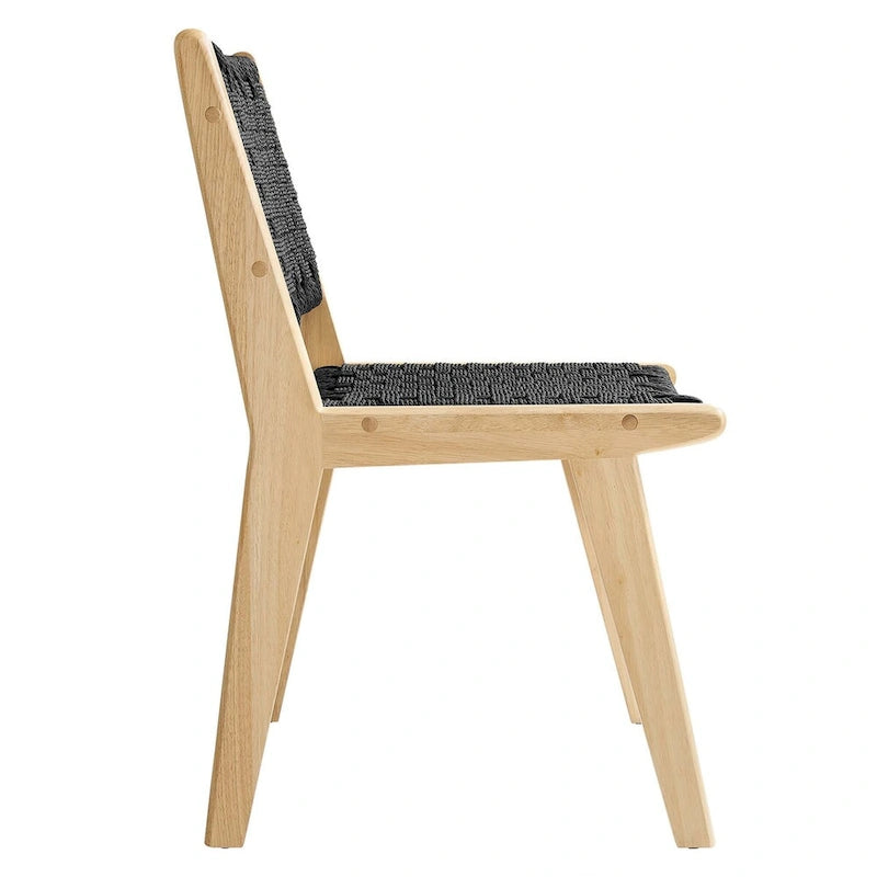 Chaise de salle à manger en bois avec corde tressée