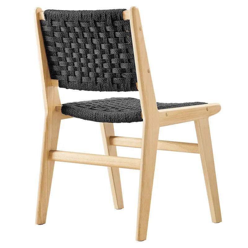 Chaise de salle à manger en bois avec corde tressée