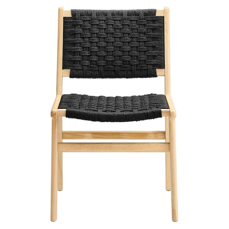 Chaise de salle à manger en bois avec corde tressée