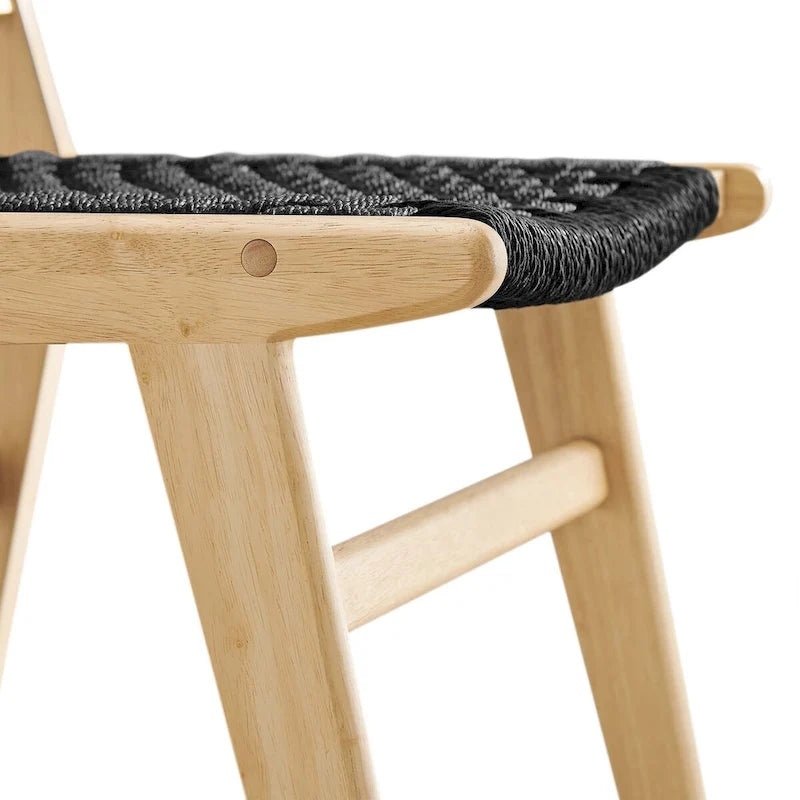 Chaise de salle à manger en bois avec corde tressée