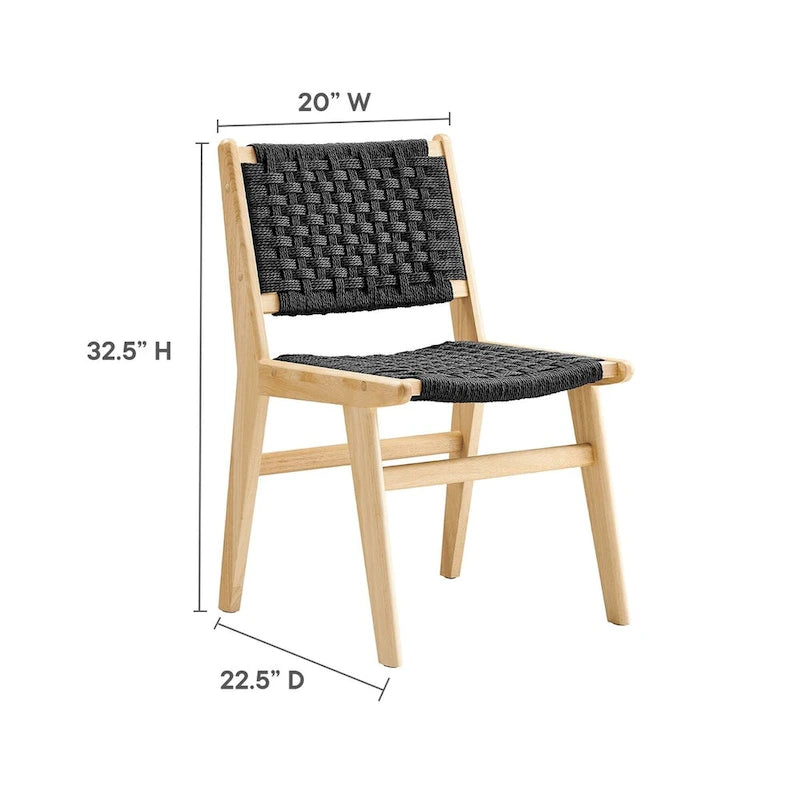 Chaise de salle à manger en bois avec corde tressée