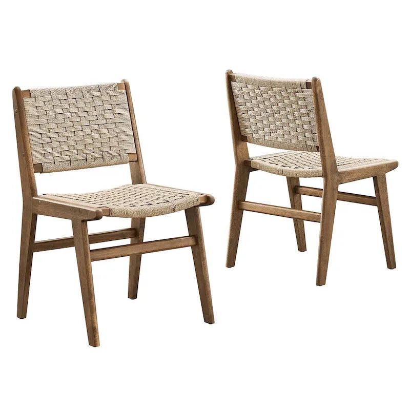 Chaise de salle à manger en bois avec corde tressée
