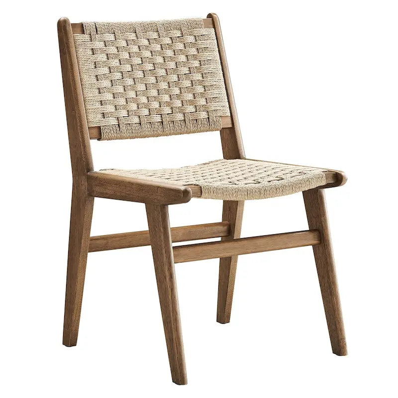 Chaise de salle à manger en bois avec corde tressée