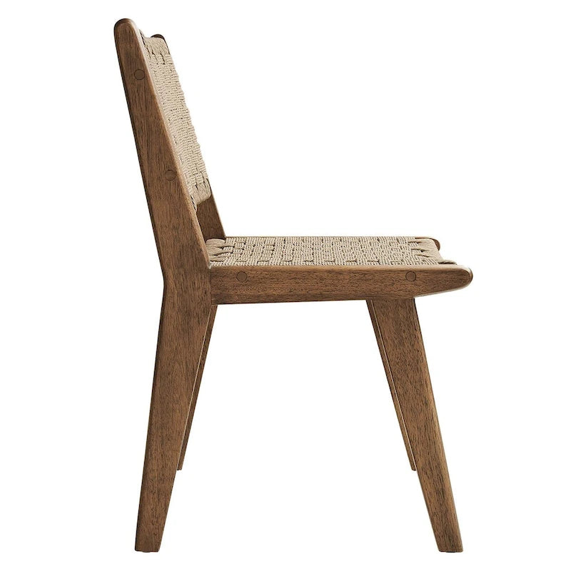 Chaise de salle à manger en bois avec corde tressée