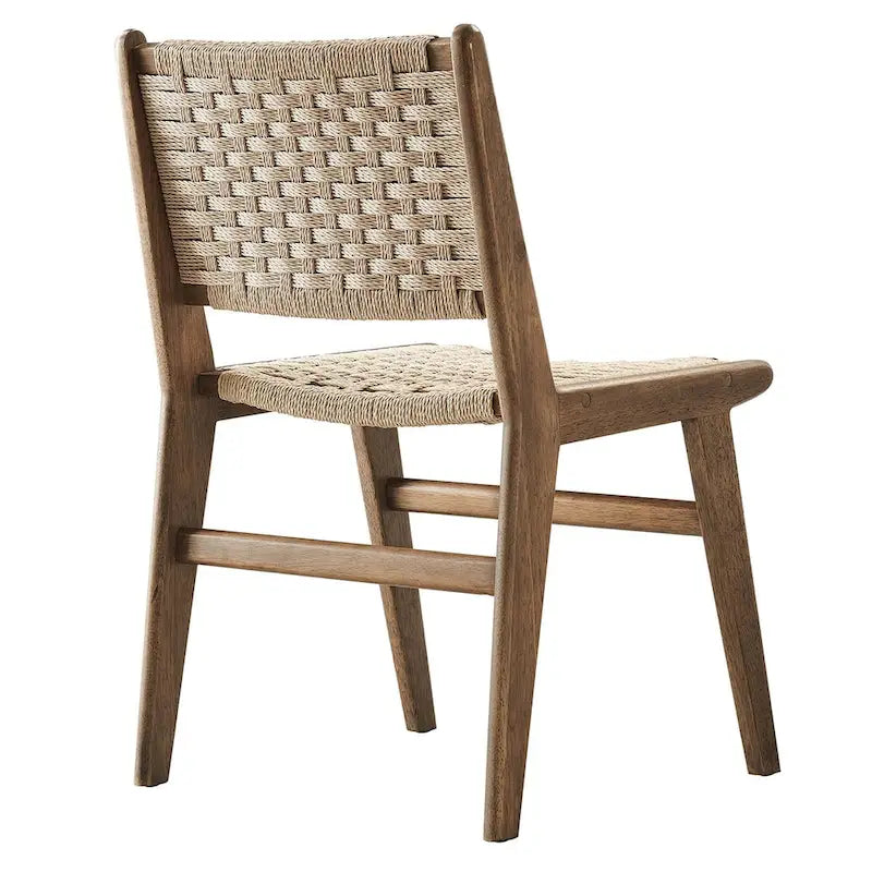 Chaise de salle à manger en bois avec corde tressée