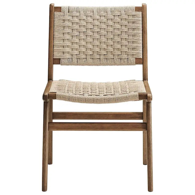 Chaise de salle à manger en bois avec corde tressée