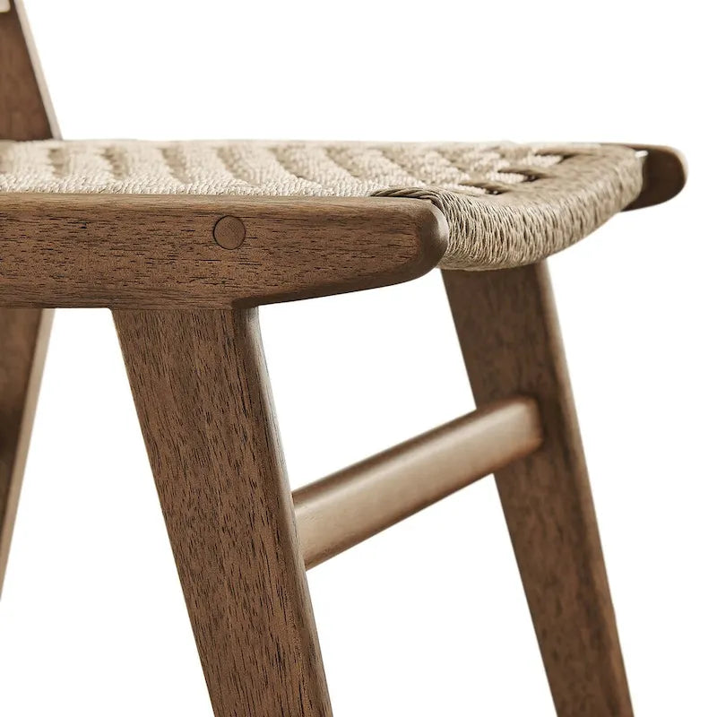 Chaise de salle à manger en bois avec corde tressée