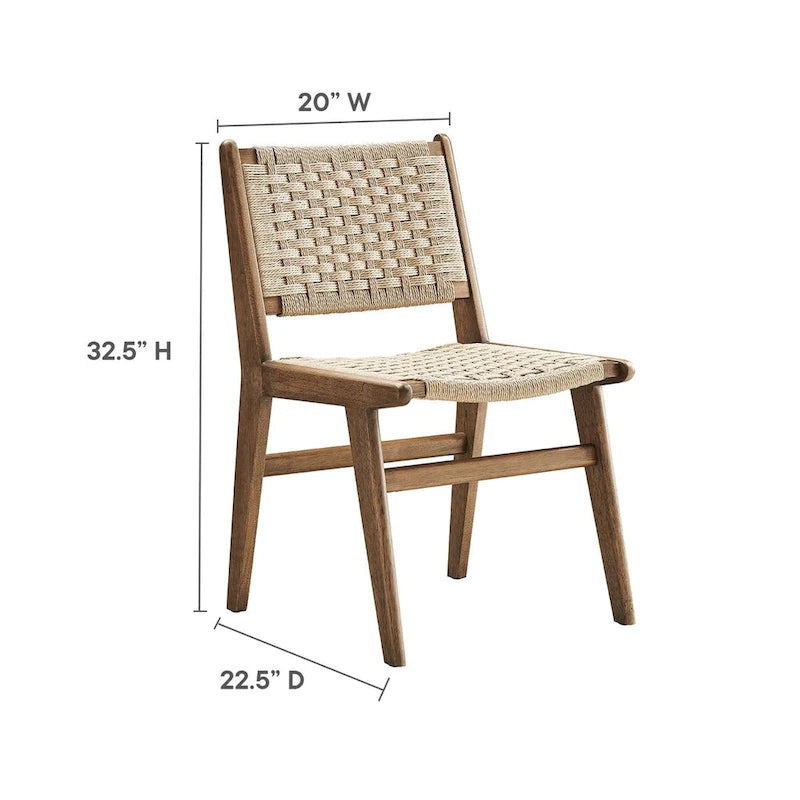 Chaise de salle à manger en bois avec corde tressée