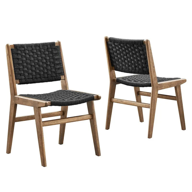 Chaise de salle à manger en bois avec corde tressée