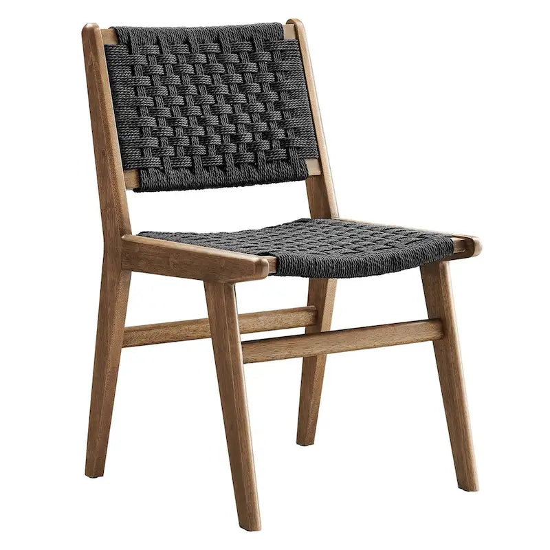 Chaise de salle à manger en bois avec corde tressée