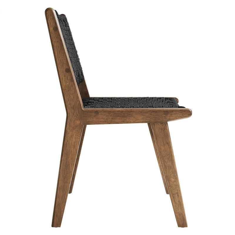Chaise de salle à manger en bois avec corde tressée