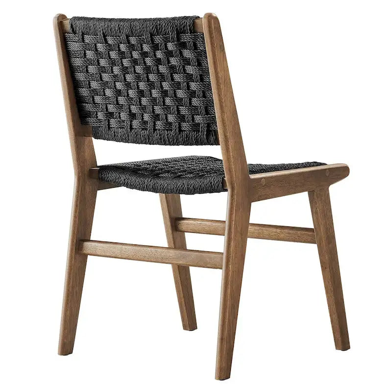 Chaise de salle à manger en bois avec corde tressée