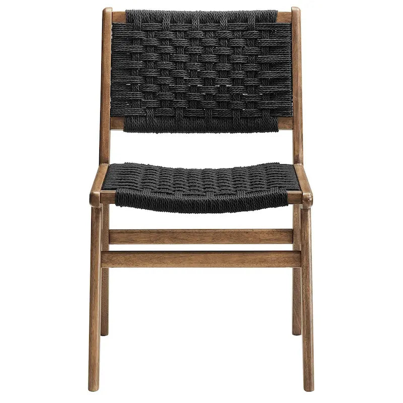 Chaise de salle à manger en bois avec corde tressée