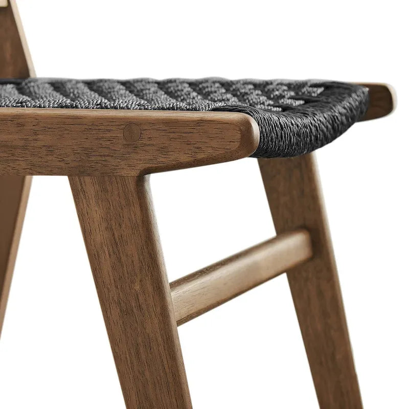 Chaise de salle à manger en bois avec corde tressée