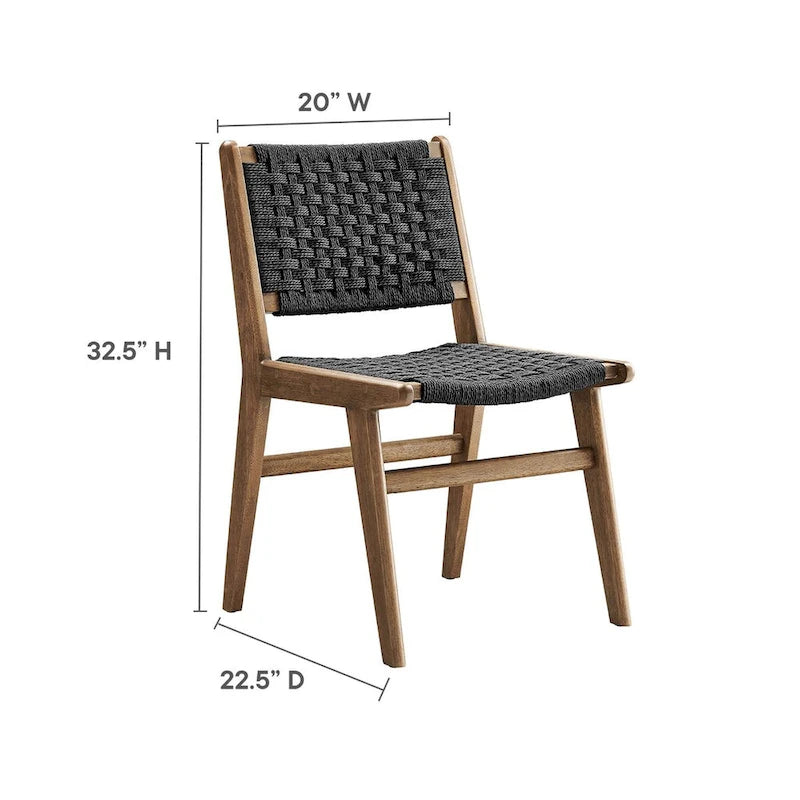 Chaise de salle à manger en bois avec corde tressée