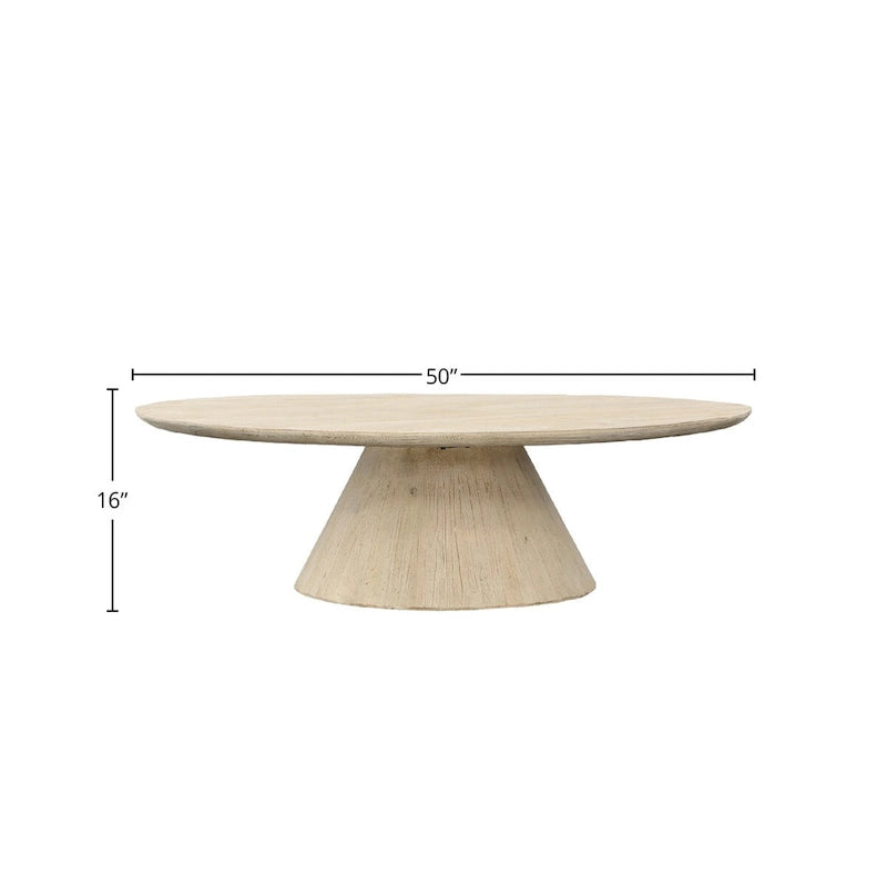 Table basse carrée 50" en pin recyclé - Blanc cassé