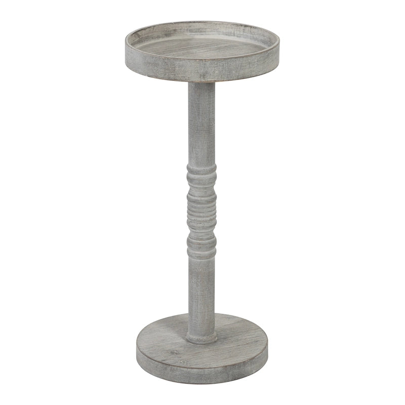 Table d'appoint socle en bois massif avec fini gris vieilli 10x10x22