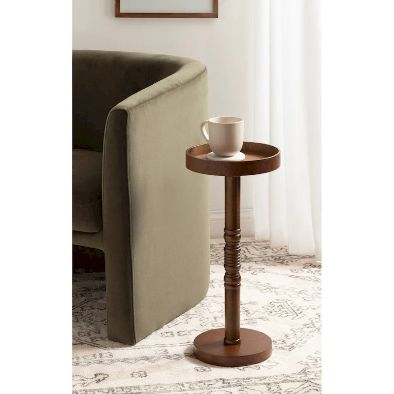 Table d'appoint socle en bois massif avec fini gris vieilli 10x10x22