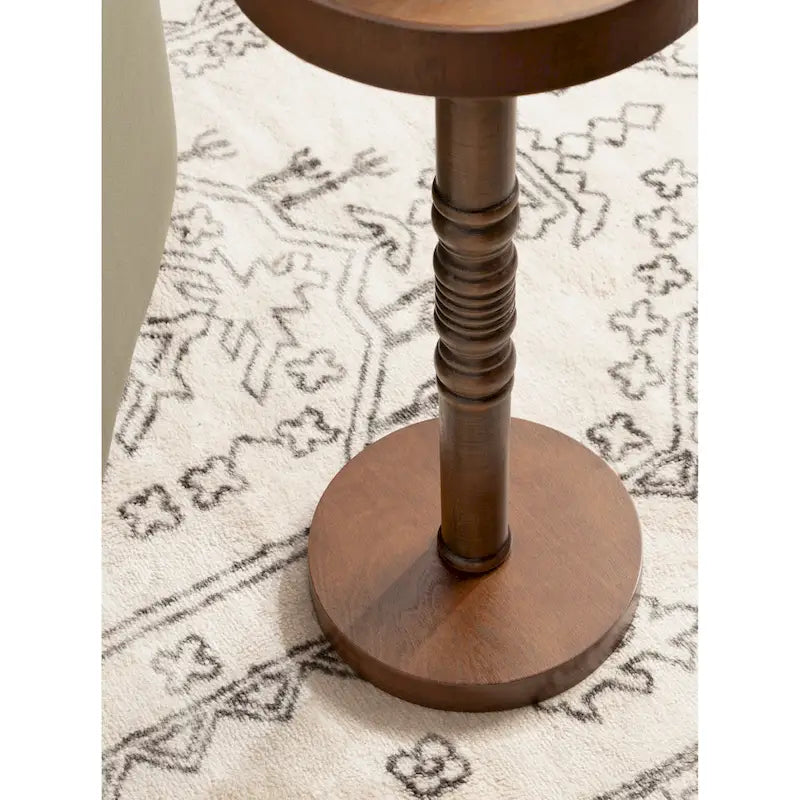 Table d'appoint socle en bois massif avec fini gris vieilli 10x10x22