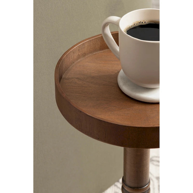 Table d'appoint socle en bois massif avec fini gris vieilli 10x10x22