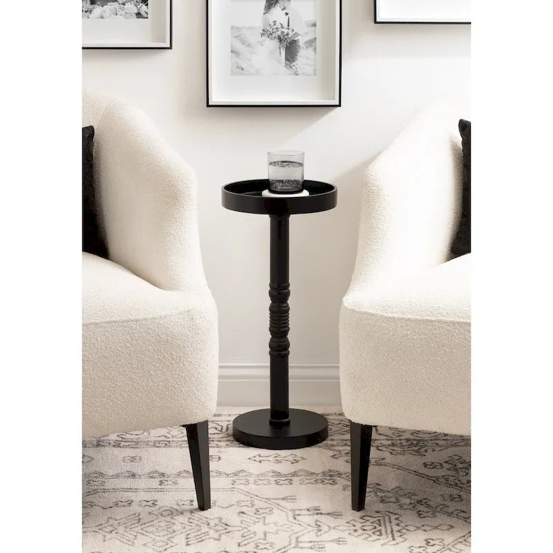 Table d'appoint socle en bois massif avec fini gris vieilli 10x10x22