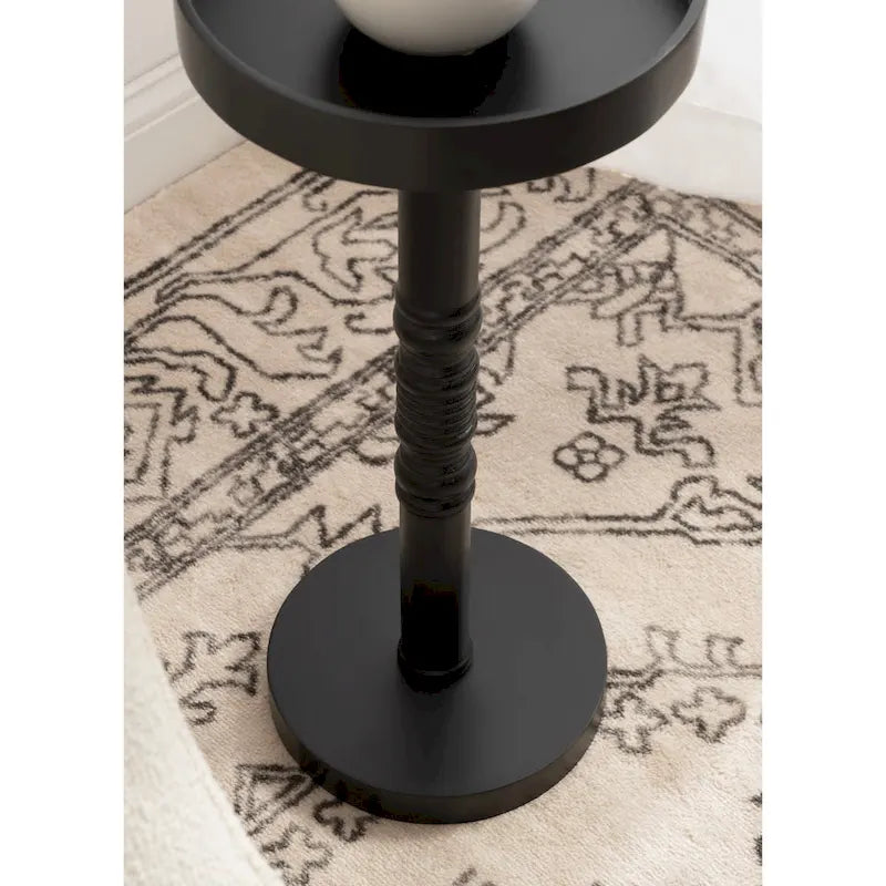 Table d'appoint socle en bois massif avec fini gris vieilli 10x10x22