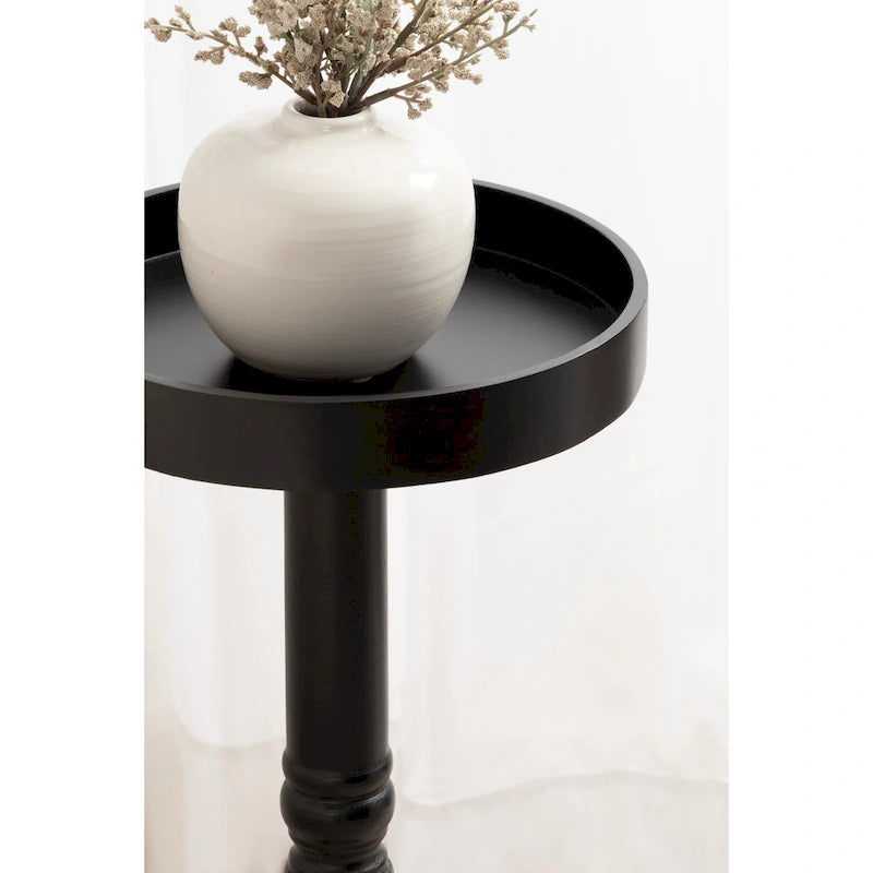 Table d'appoint socle en bois massif avec fini gris vieilli 10x10x22