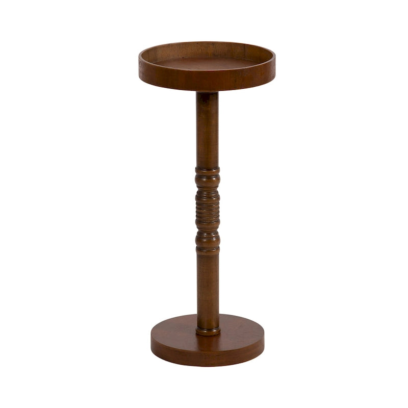Table d'appoint socle en bois massif avec fini gris vieilli 10x10x22
