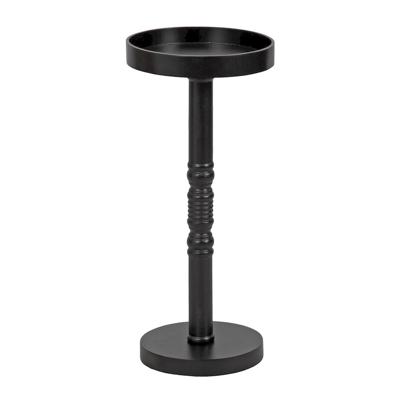 Table d'appoint socle en bois massif avec fini gris vieilli 10x10x22