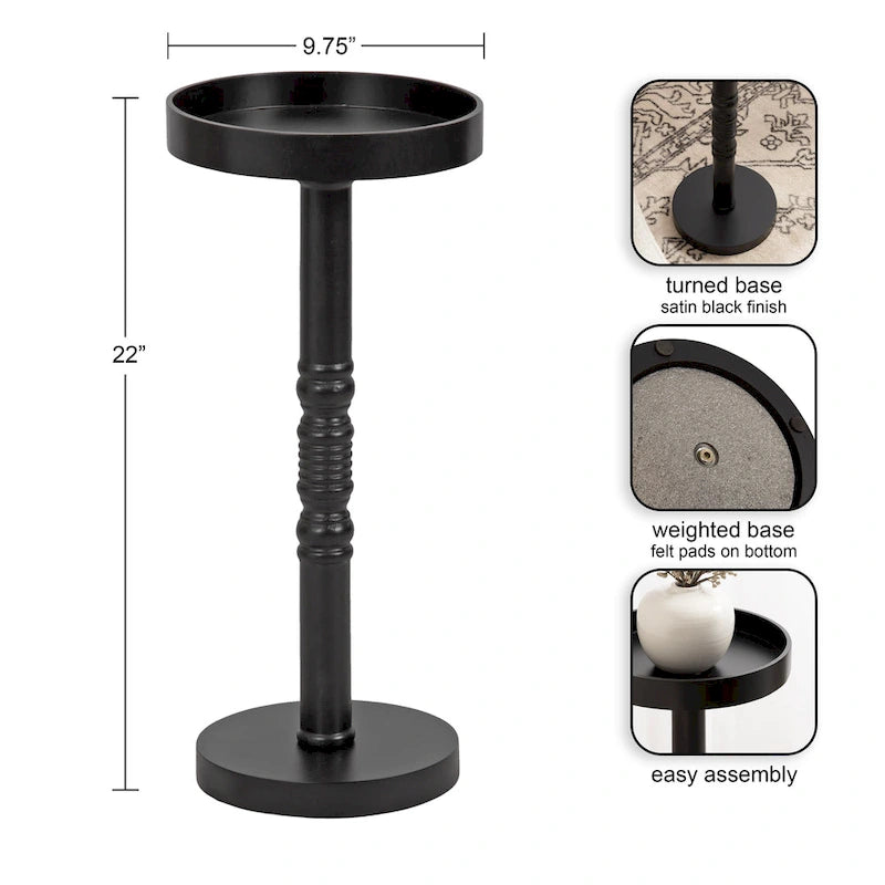 Table d'appoint socle en bois massif avec fini gris vieilli 10x10x22