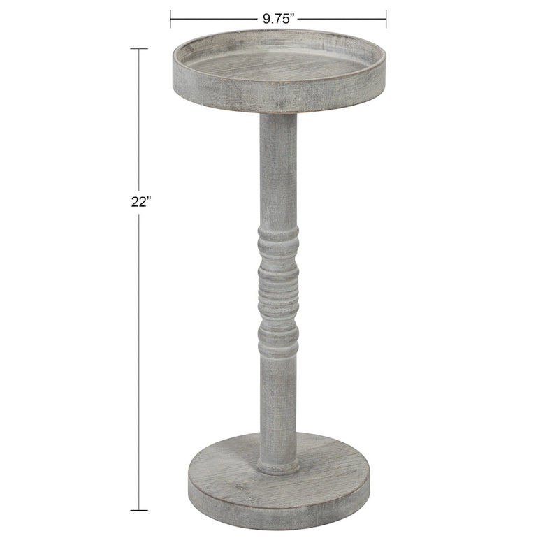 Table d'appoint socle en bois massif avec fini gris vieilli 10x10x22