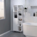 Meuble de salle de bain moderne à 9 étagères, blanc, pour le linge de maison