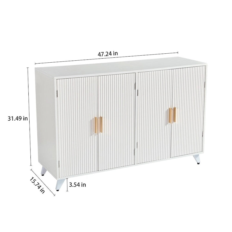 Buffet bahut 4 portes avec motif de vaguelettes