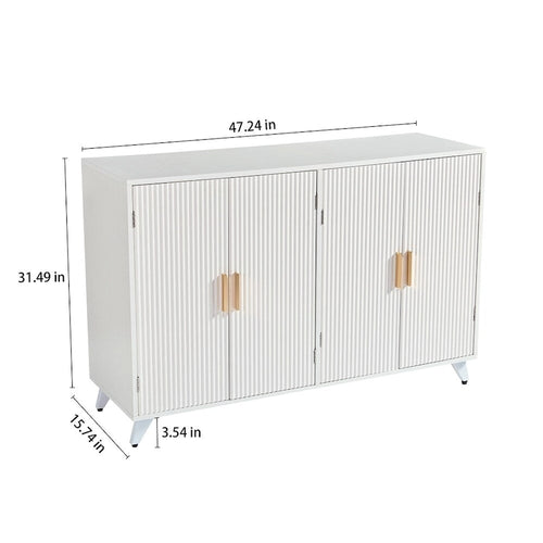 Buffet bahut 4 portes avec motif de vaguelettes