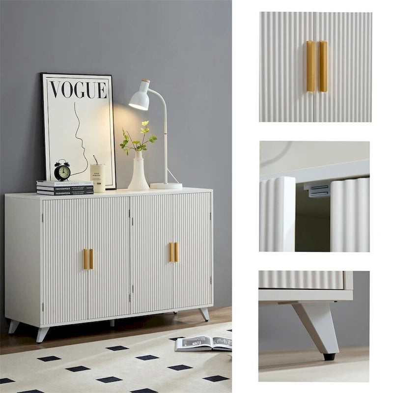 Buffet bahut 4 portes avec motif de vaguelettes