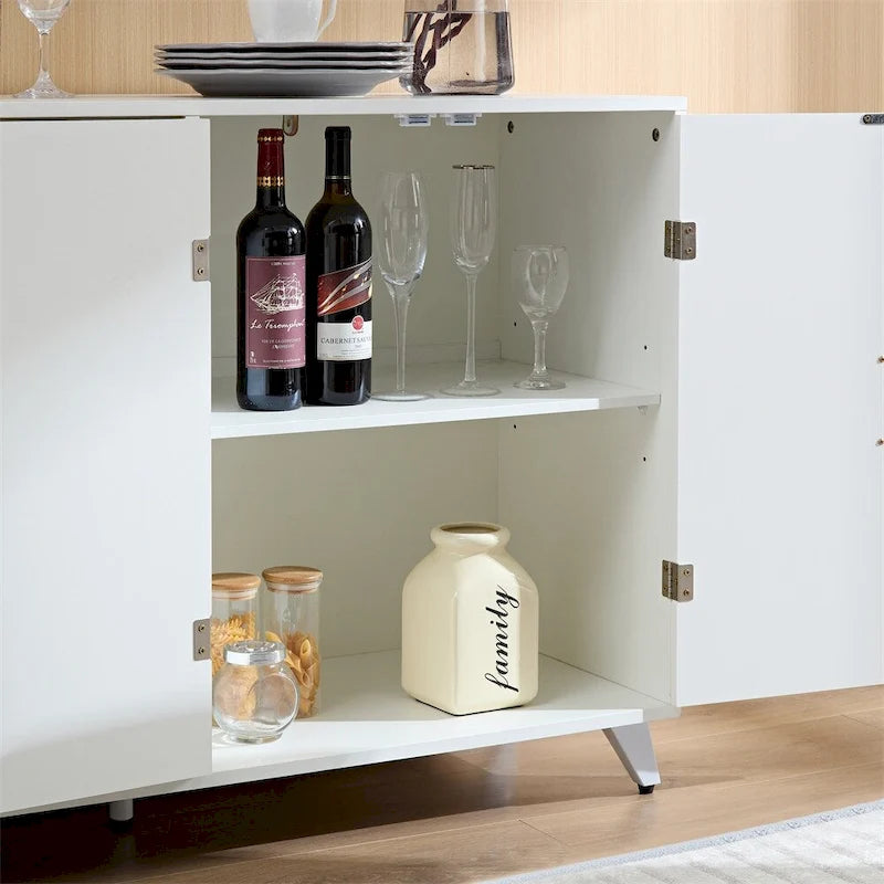Buffet bahut 4 portes avec motif de vaguelettes